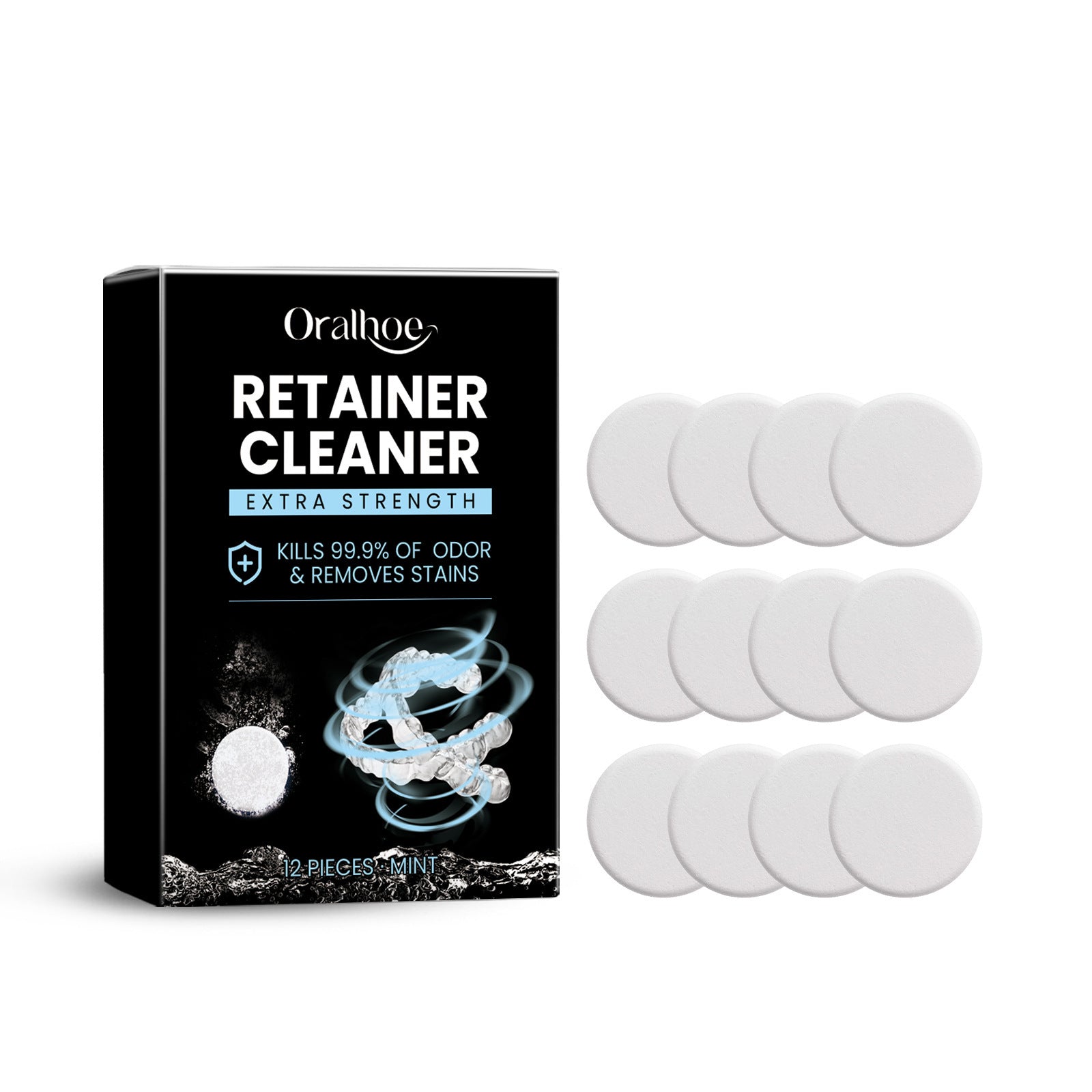 ORALHOE Denture Retainer Cleaning Tablets, Oral Freshening Teeth Cleaner for Dentures and Retainers, Care and Deodorizing Tablets